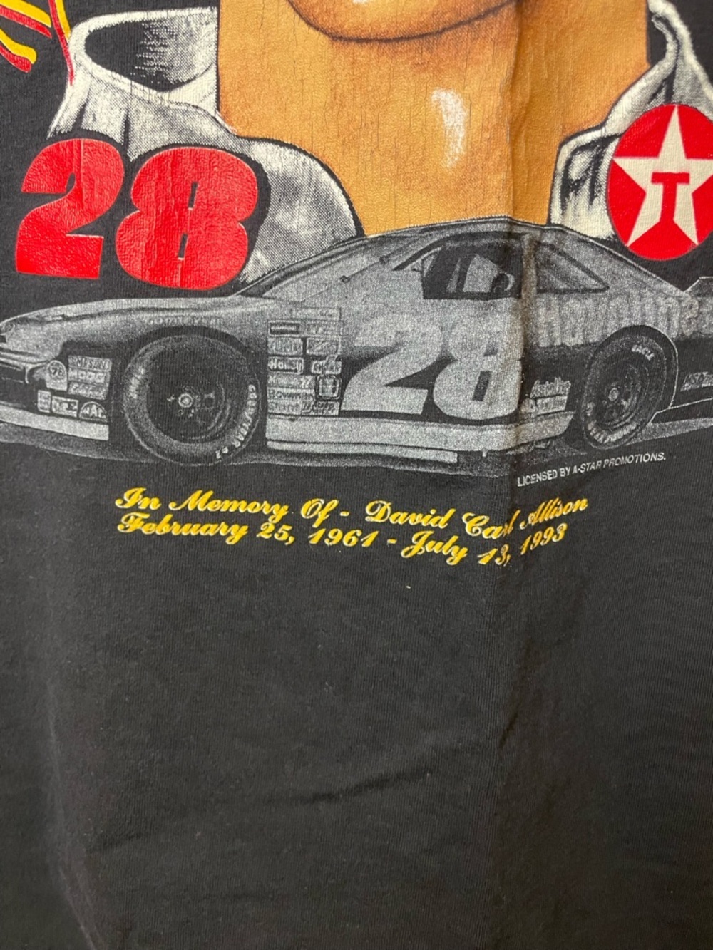 Dave Allison Vintage Single Stitch NASCAR Memorial Tee #28 Size XL - Picture 5 of 11